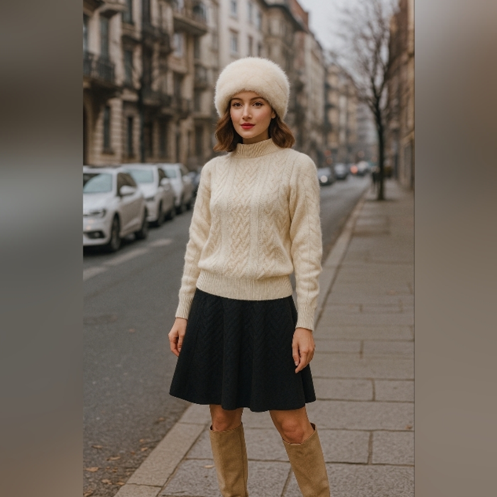 Vintage 80's 90's Neil Martin cream lambswool and angora Sweater Pearl medium